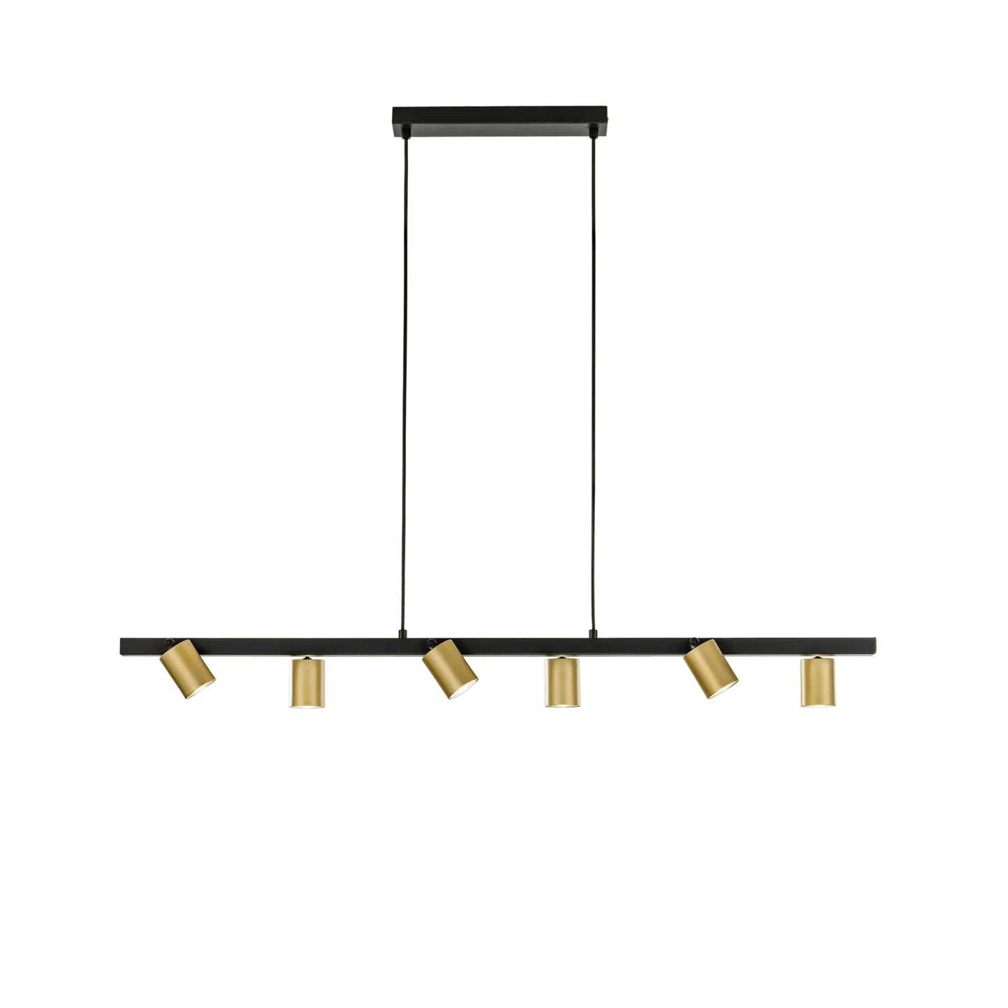 Sospensione lineare in metallo nero e punti orientabili in oro satinato 6XGU10 non incl. NIZZA Sospensione lineare in metallo nero e punti orientabili in oro satinato 6XGU10 non incl. NIZZA
